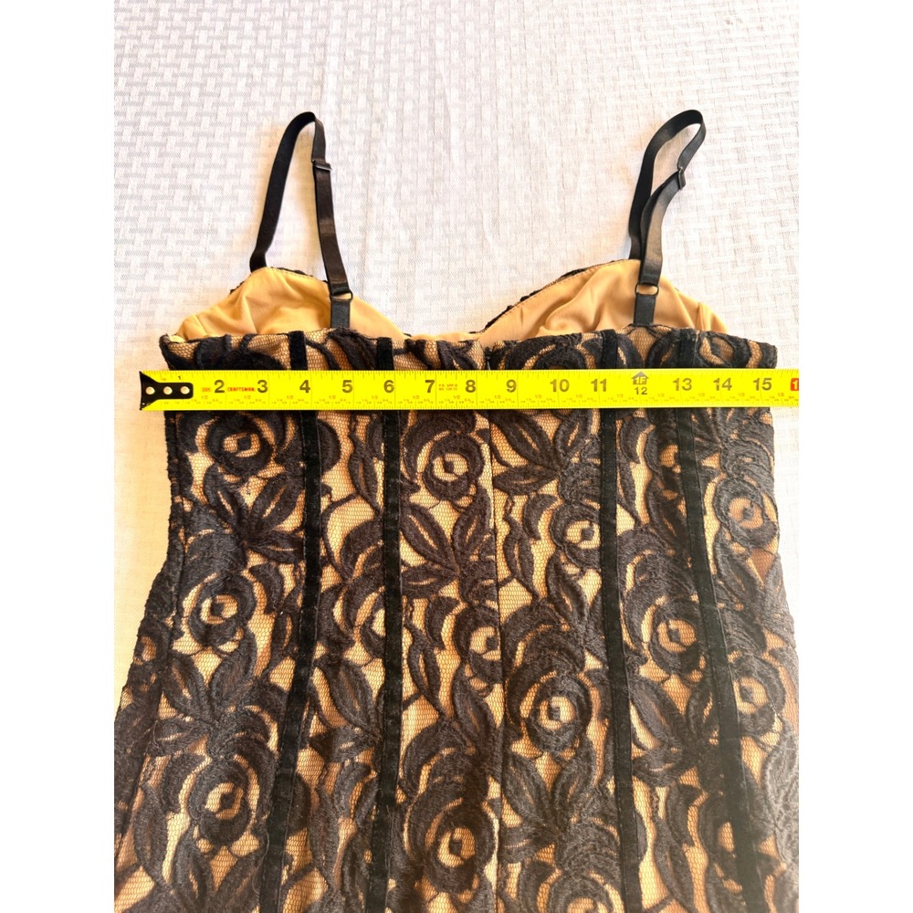 INC International Concepts Black Lace Bustier Mini Dress Rose Velvet Trim Medium - Picture 10 of 11